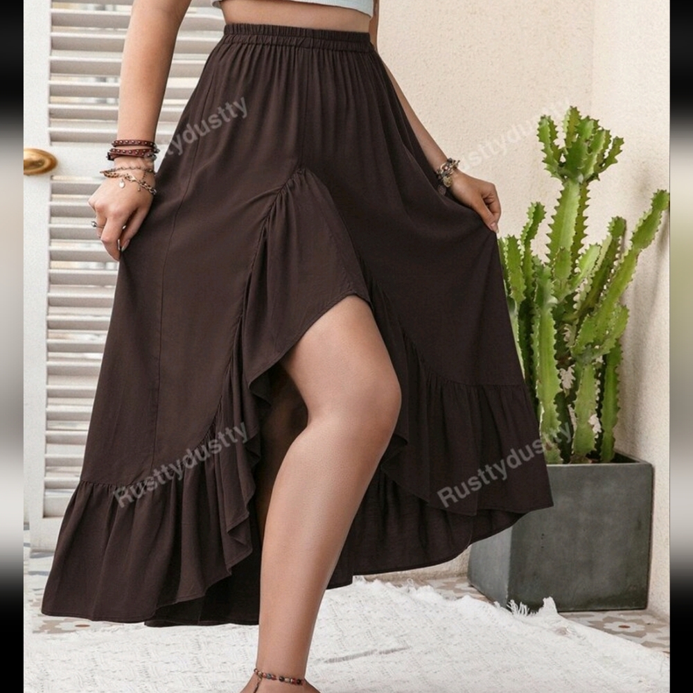 Brown High-low Skirt